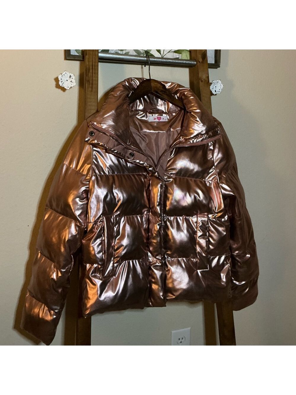Buddy Love Rose Gold Puffer Jacket Medium - Picture 2 of 12